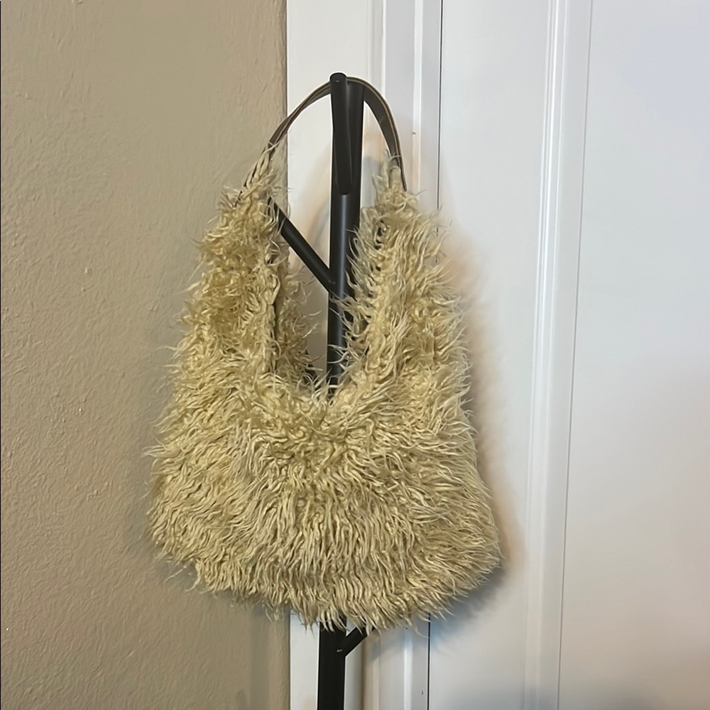 Cream Hobo Bag with Fringe Detail